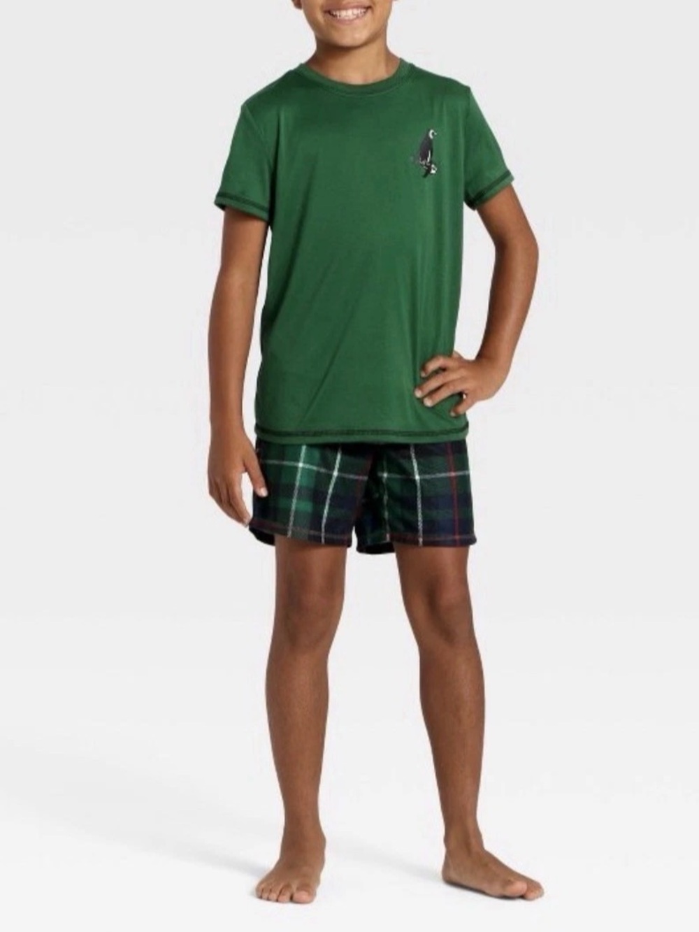 Boys' 2pc Plaid Short Sleeve  Pajama Set Cat & Jack Green Plaid Sz  6/7